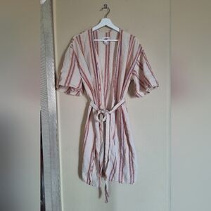 Universal Thread Linen Cotton Beach Cover Up Robe Wrap Striped